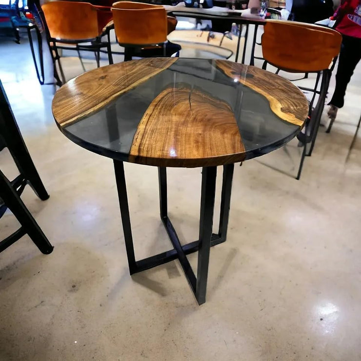 Round Epoxy Resin Coffee Table  - Black