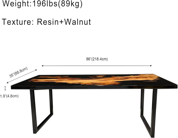 Rectangle Epoxy Resin Dining Table  - Black