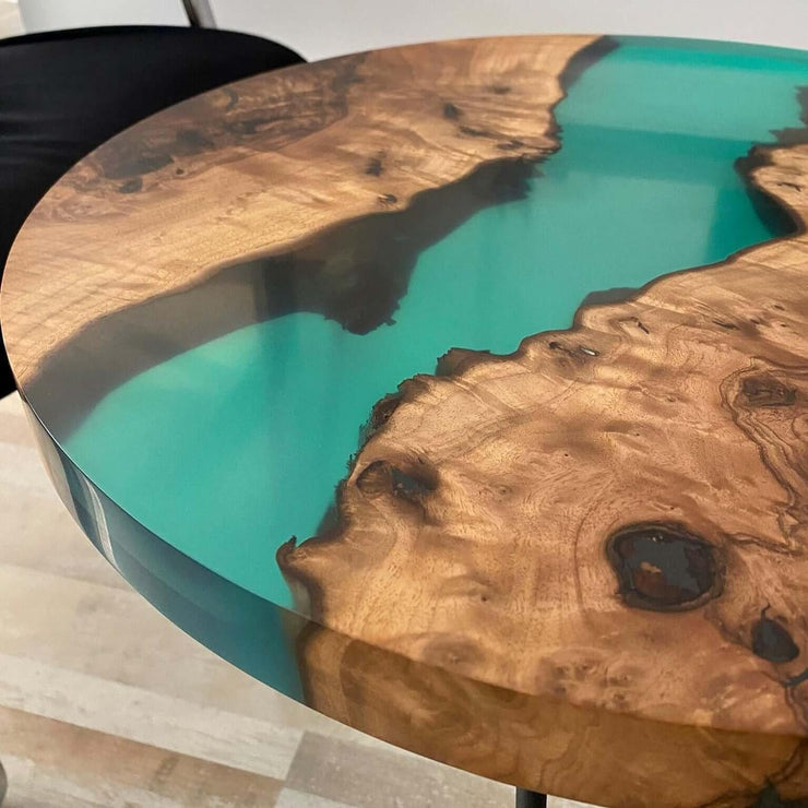 Round Epoxy Resin Coffee Table - Green