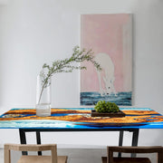 Rectangle Epoxy Resin Dining Table - Beach Pattern