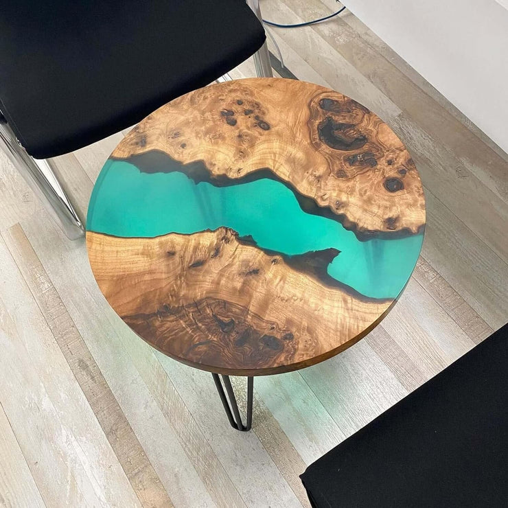 Round Epoxy Resin Coffee Table - Green