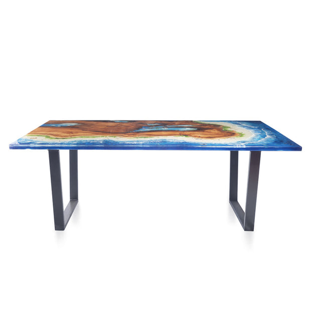 Rectangle Epoxy Resin Dining Table - Beach Pattern