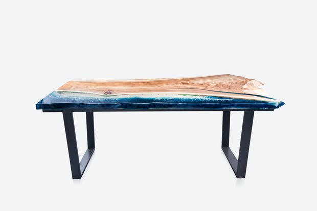 Rectangle Epoxy Resin Dining Table - Beach Pattern