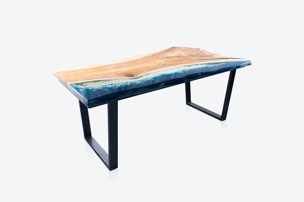 Rectangle Epoxy Resin Dining Table - Beach Pattern