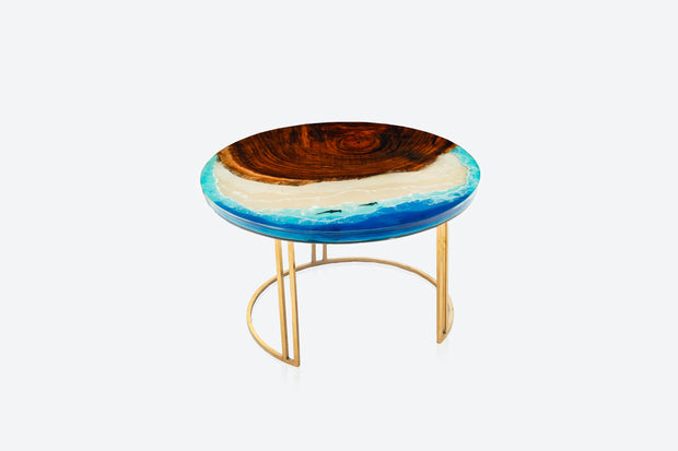 Round Epoxy Resin Coffee Table - Beach Pattern