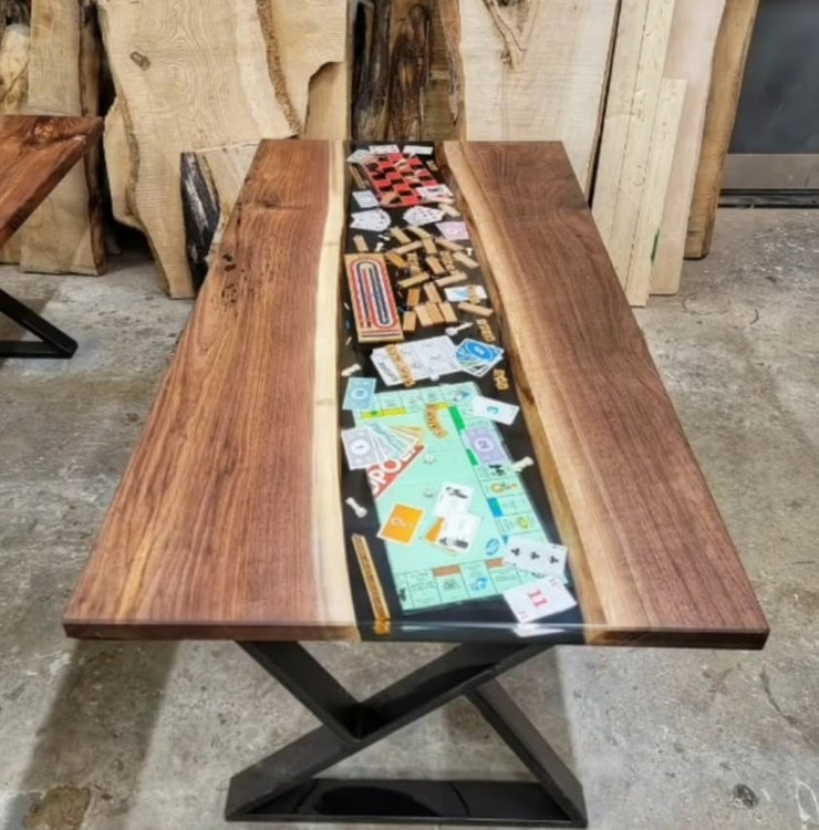 Rectangle Epoxy Resin Dining Table - GameNight Theme