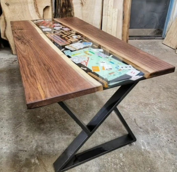 Rectangle Epoxy Resin Dining Table - GameNight Theme