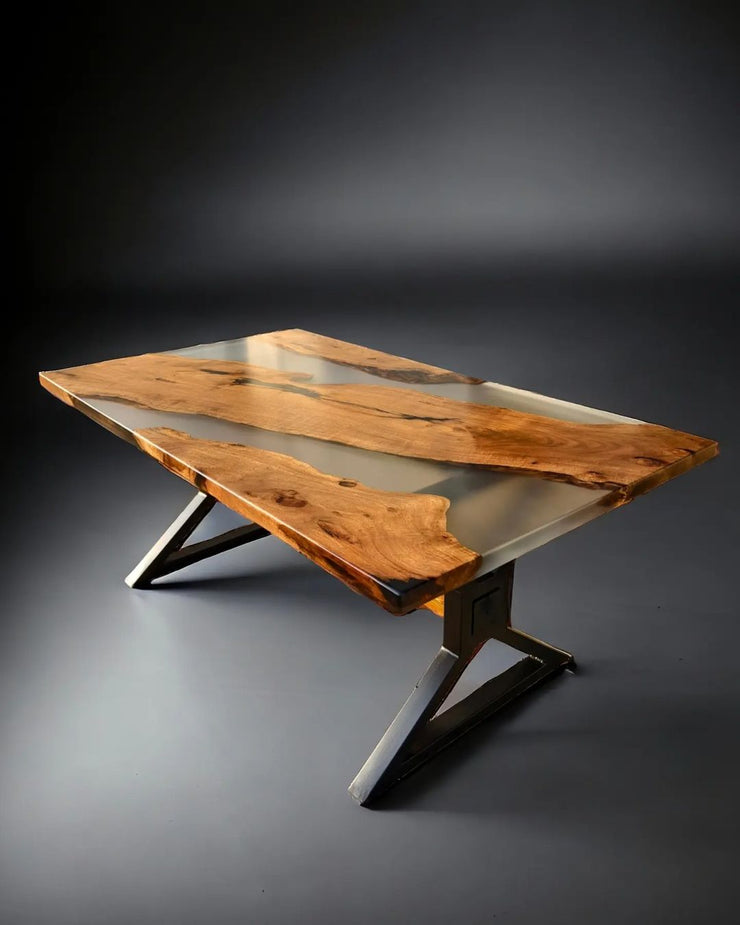 Rectangle Epoxy Resin Dining Table - Transparent