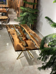 Rectangle Epoxy Resin Dining Table - Transparent