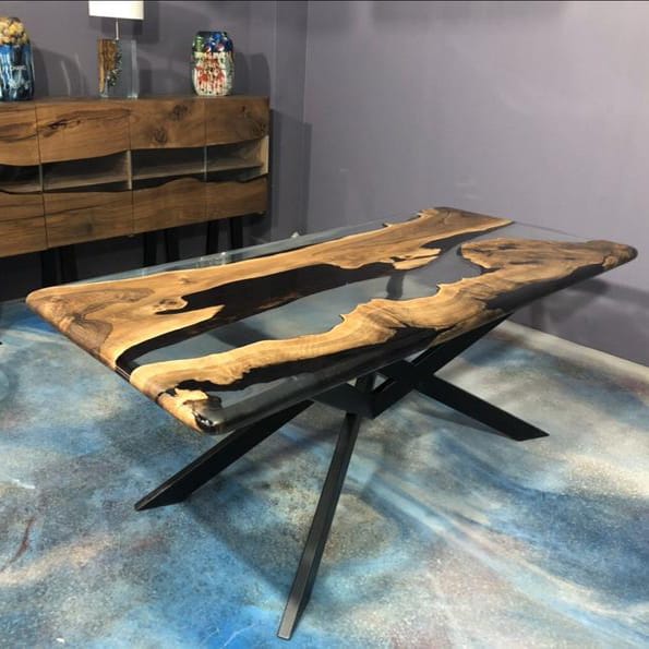 Rectangle Epoxy Resin Dining Table - Transparent