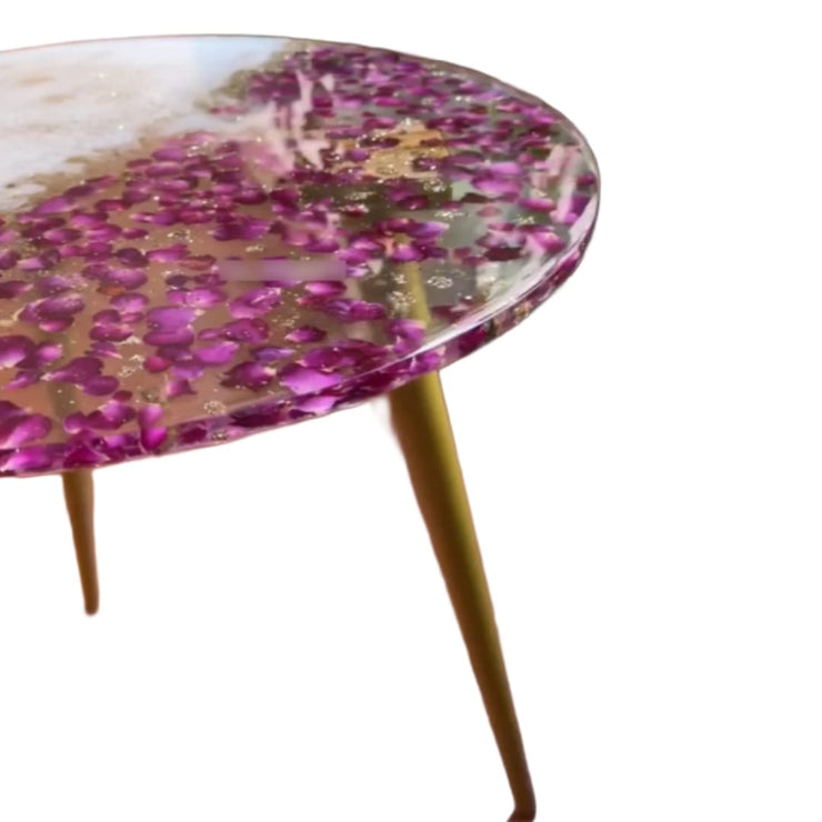 Round Epoxy Resin Coffee Table - Floral Fusion