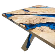 Rectangle Epoxy Resin Dining Table - Blue