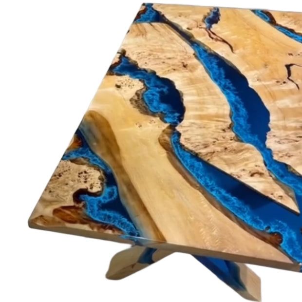 Rectangle Epoxy Resin Dining Table - Blue