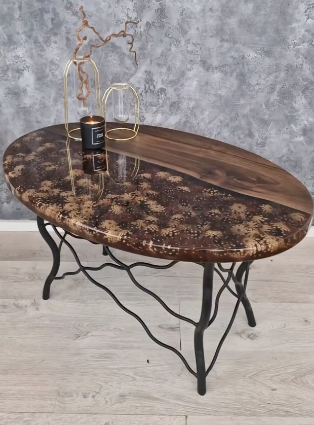 Round Epoxy Resin Coffee Table - Pine Cone