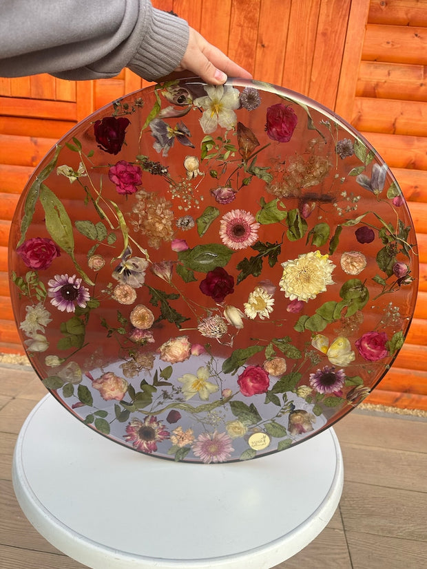 Round Epoxy Resin Coffee Table - Floral Fusion