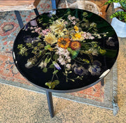 Round Epoxy Resin Coffee Table - Floral Fusion