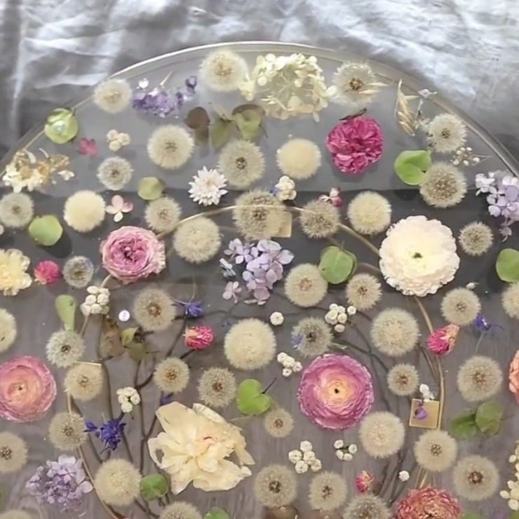 Round Epoxy Resin Coffee Table - Floral Fusion