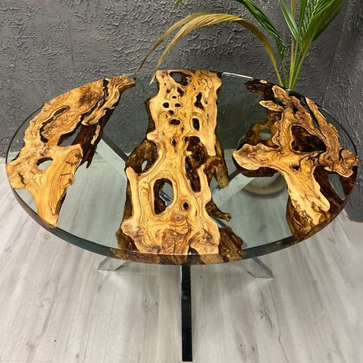 Round Epoxy Resin Coffee Table - Transparent