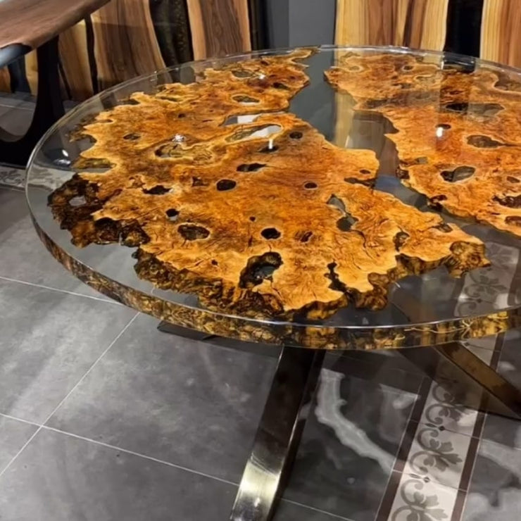 Round Epoxy Resin Coffee Table - Transparent