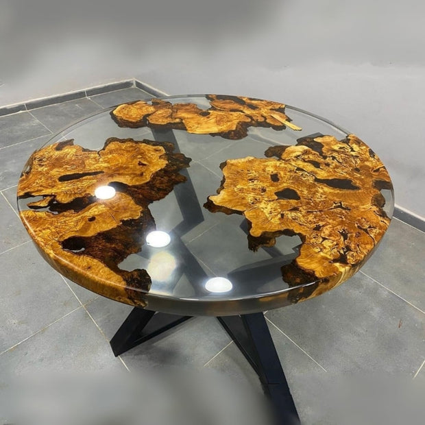 Round Epoxy Resin Coffee Table - Transparent