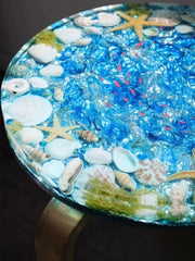 Round Epoxy Resin Coffee Table - Sea Shell Theme