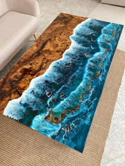 Rectangle Epoxy Resin Coffee Table - Beach Pattern