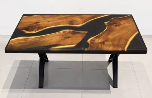 Rectangle Epoxy Resin Coffee Table  - Black