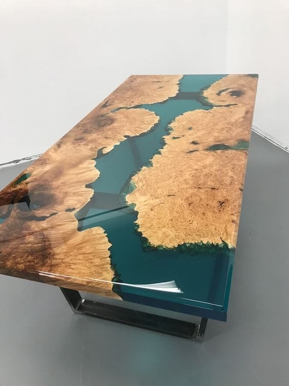 Rectangle Epoxy Resin Dining Table - Green