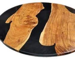 Round Epoxy Resin Coffee Table  - Black