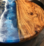 Round Epoxy Resin Coffee Table - Beach Pattern